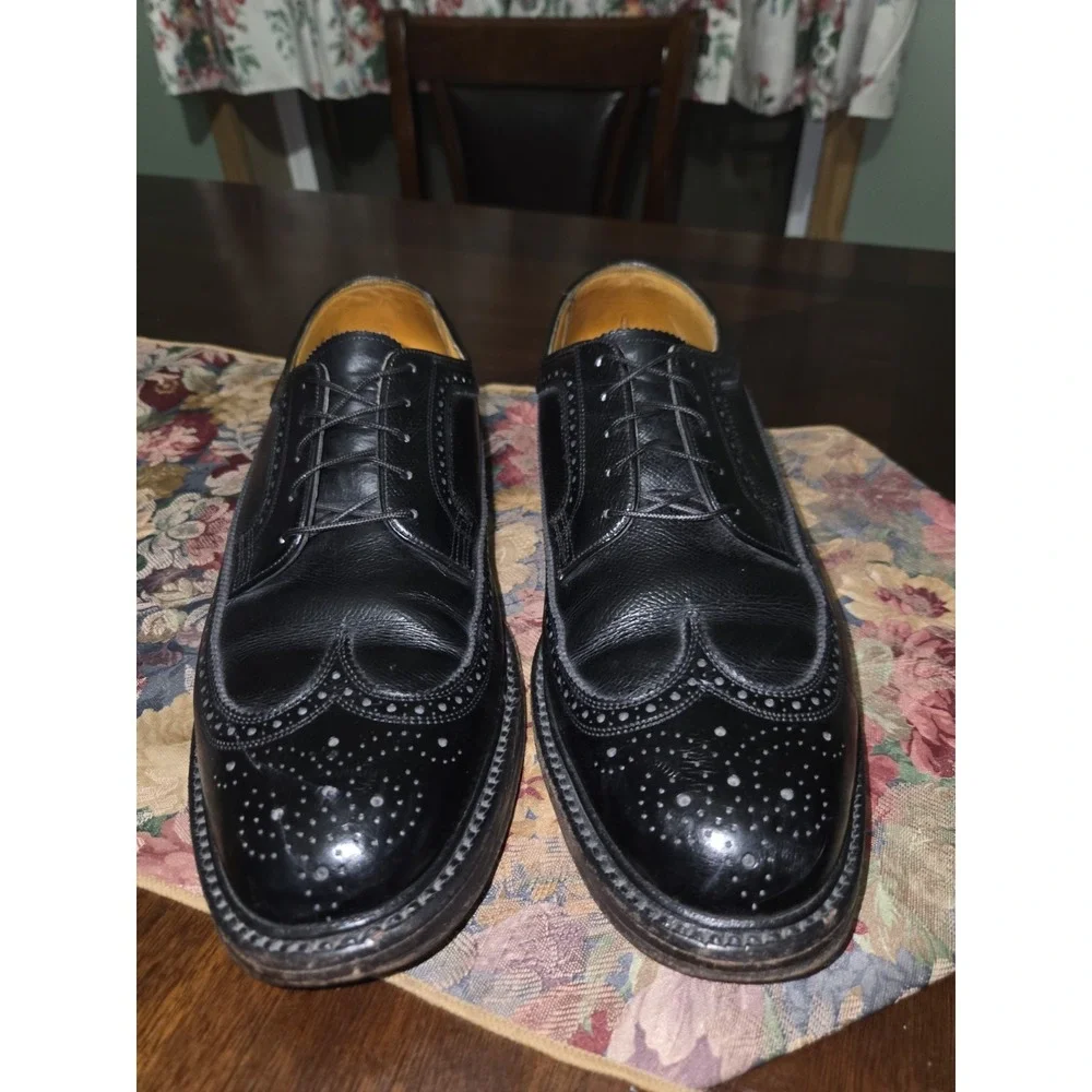 Vintage Florsheim Imperial Kenmoor 92604 Black Pebble Grain Longwing 10.5 D 1971